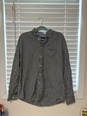 Tommy Hilfiger Black and White Gingham Casual Button-Down Shirt